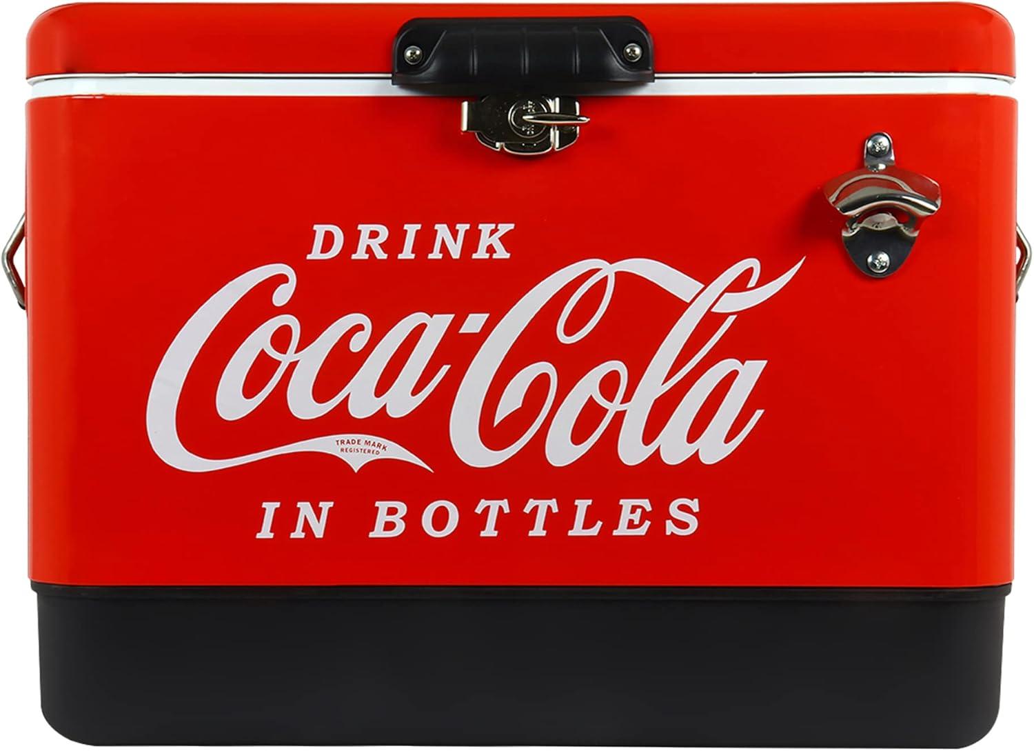 image:imageCocaCola Ice Chest Cooler Portable Ice Bucket with Bottle Opener Vintage Style Insulated for Camping RV Beach BBQs Picnic Tailgating Fishing Stainless Steel 85 Can Ice Box 51L 54 qt