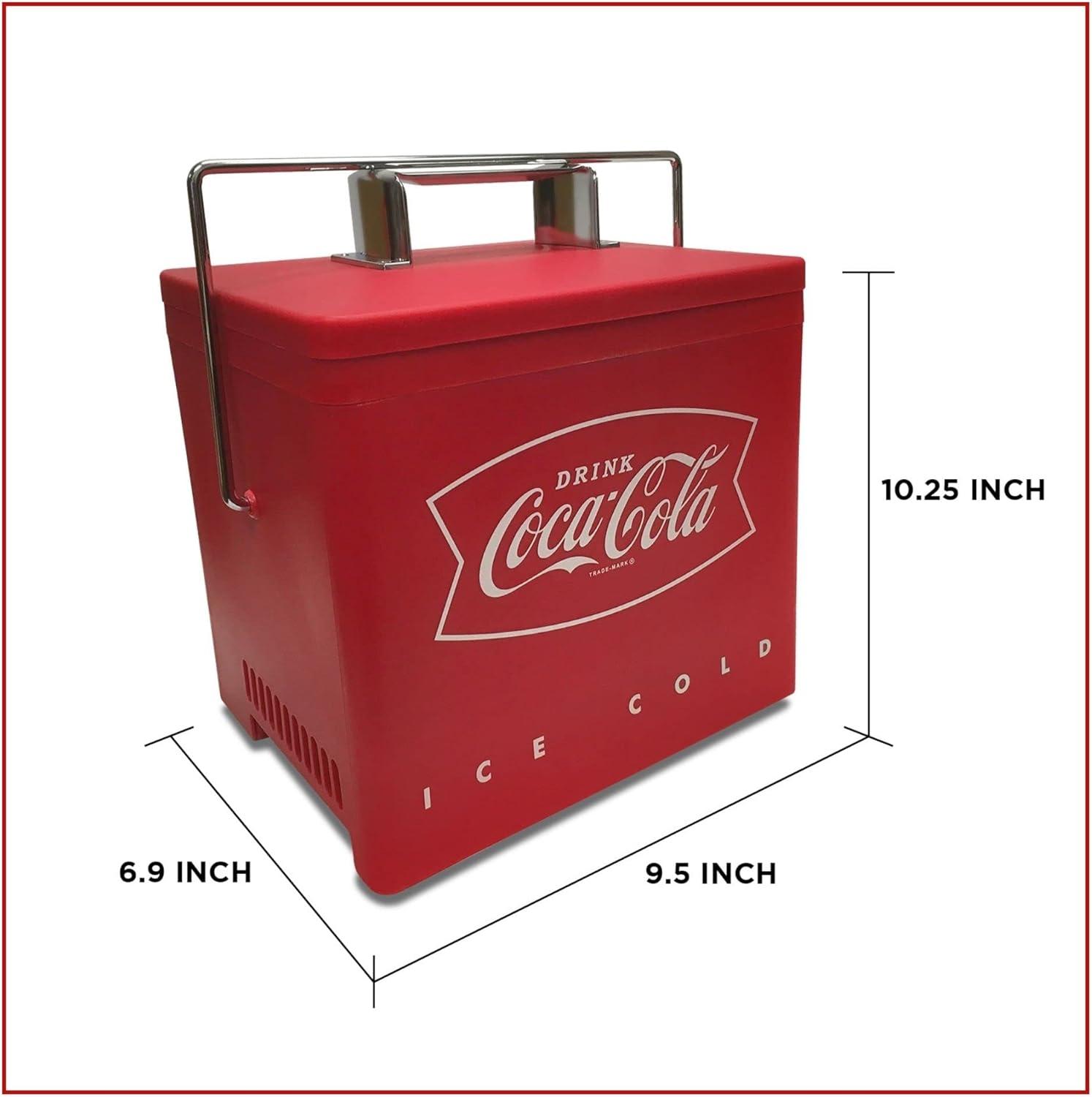 image:imageCocaCola Retro Electic Ice Chest Cooler  Portable Ice Bucket Includes 12V amp AC Cords Vintage Style Insulated for Personal Travel Camping Picnic Home Office 6 Can Ice Box 4L 42 qt