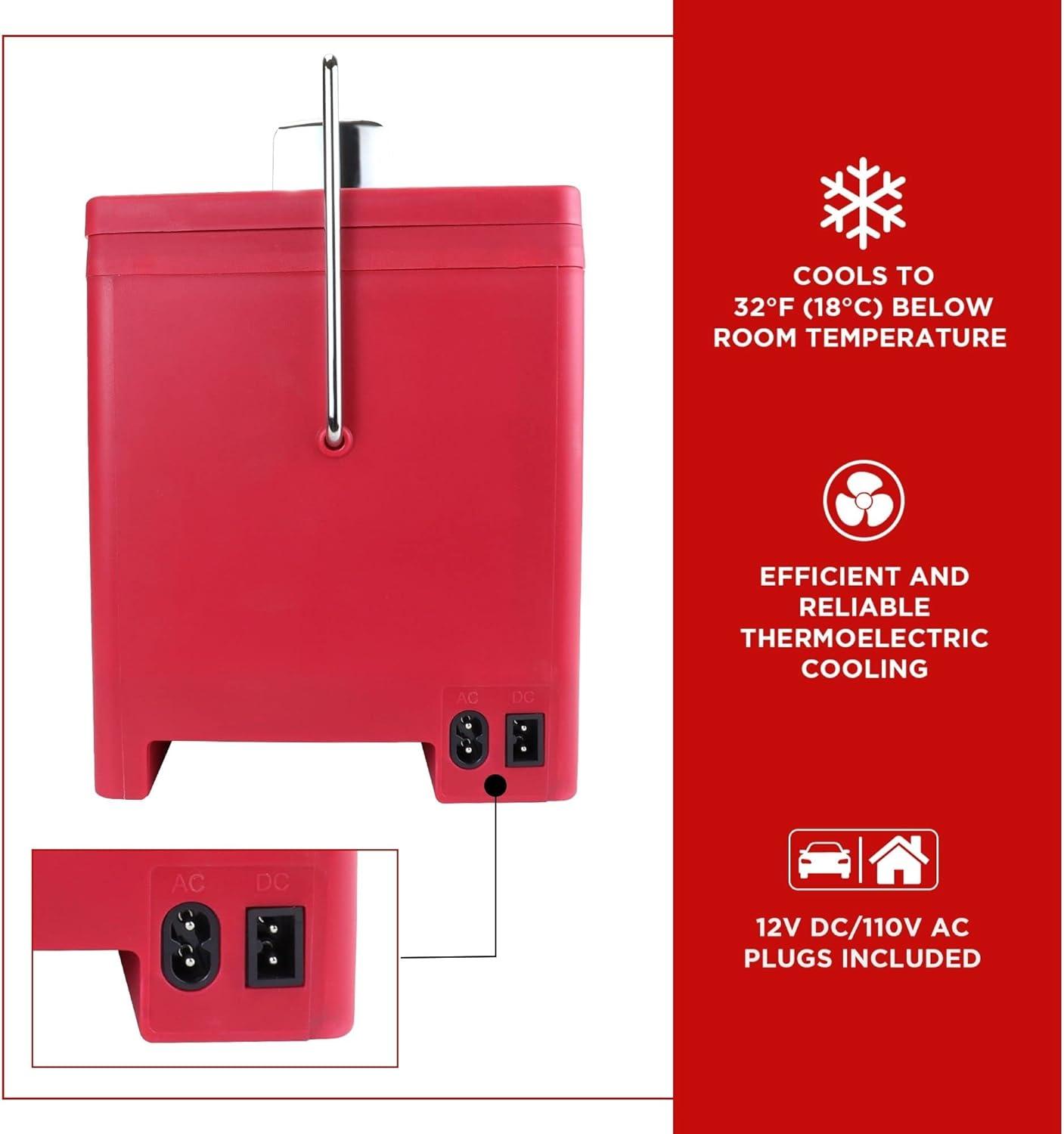 image:imageCocaCola Retro Electic Ice Chest Cooler  Portable Ice Bucket Includes 12V amp AC Cords Vintage Style Insulated for Personal Travel Camping Picnic Home Office 6 Can Ice Box 4L 42 qt