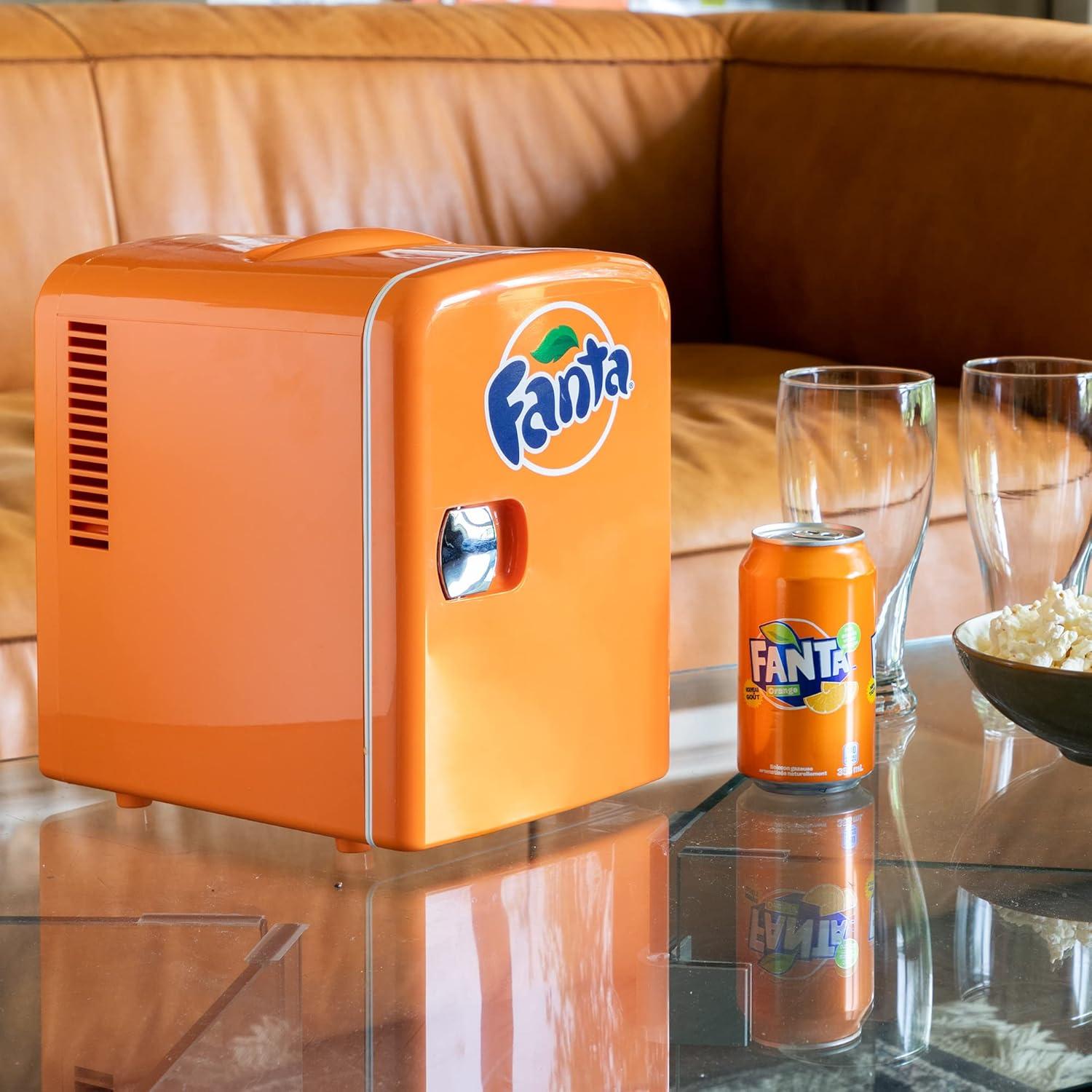 image:imageFanta Mini Fridge 6 Can Refrigerator for Bedroom Office Portable Table Top Beverage Cooler 12V 110V Refrigerador For Drinks Soda Wines small can fridgeUse In Car Dorm Outdoor Patio