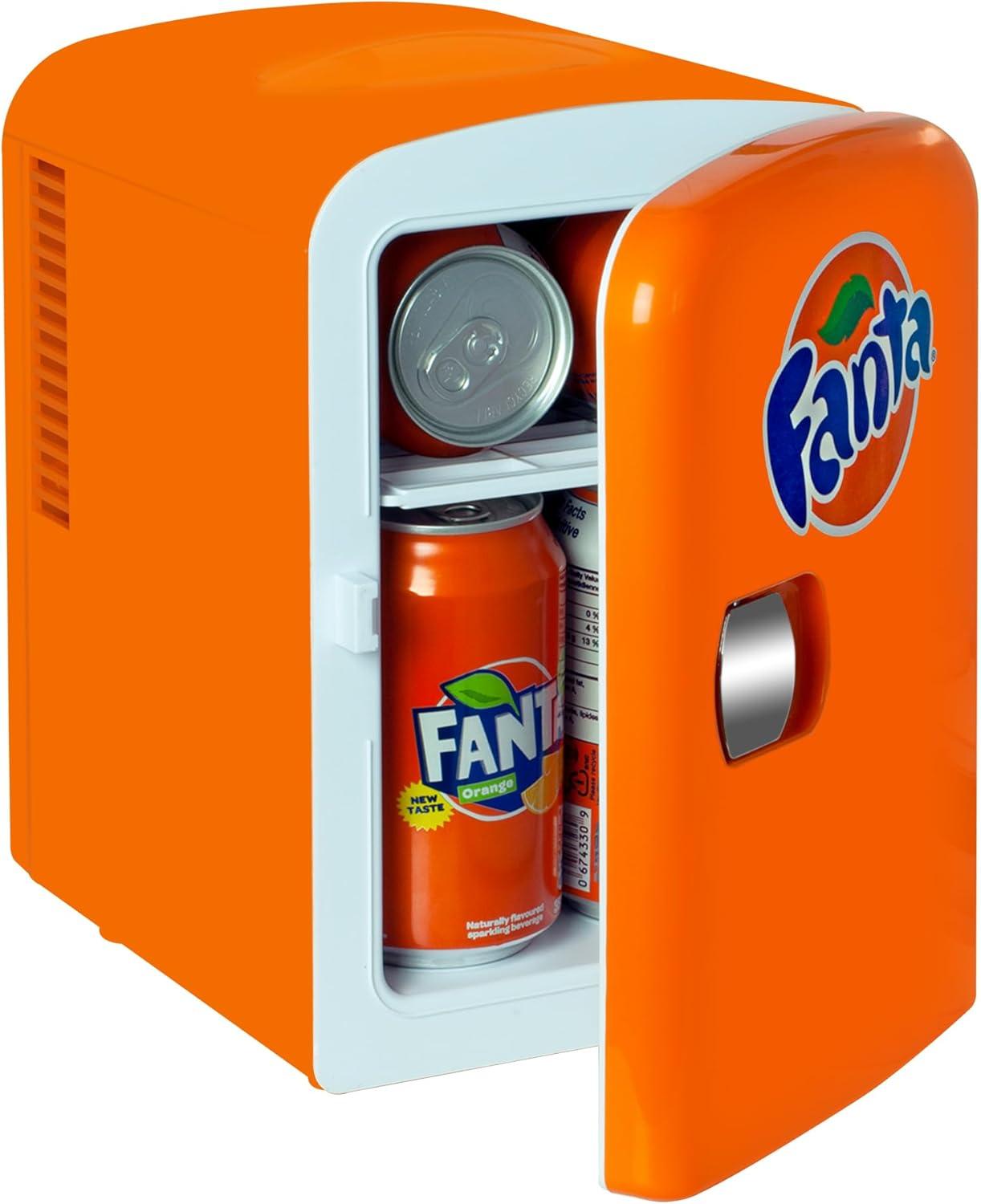 image:imageFanta Mini Fridge 6 Can Refrigerator for Bedroom Office Portable Table Top Beverage Cooler 12V 110V Refrigerador For Drinks Soda Wines small can fridgeUse In Car Dorm Outdoor Patio