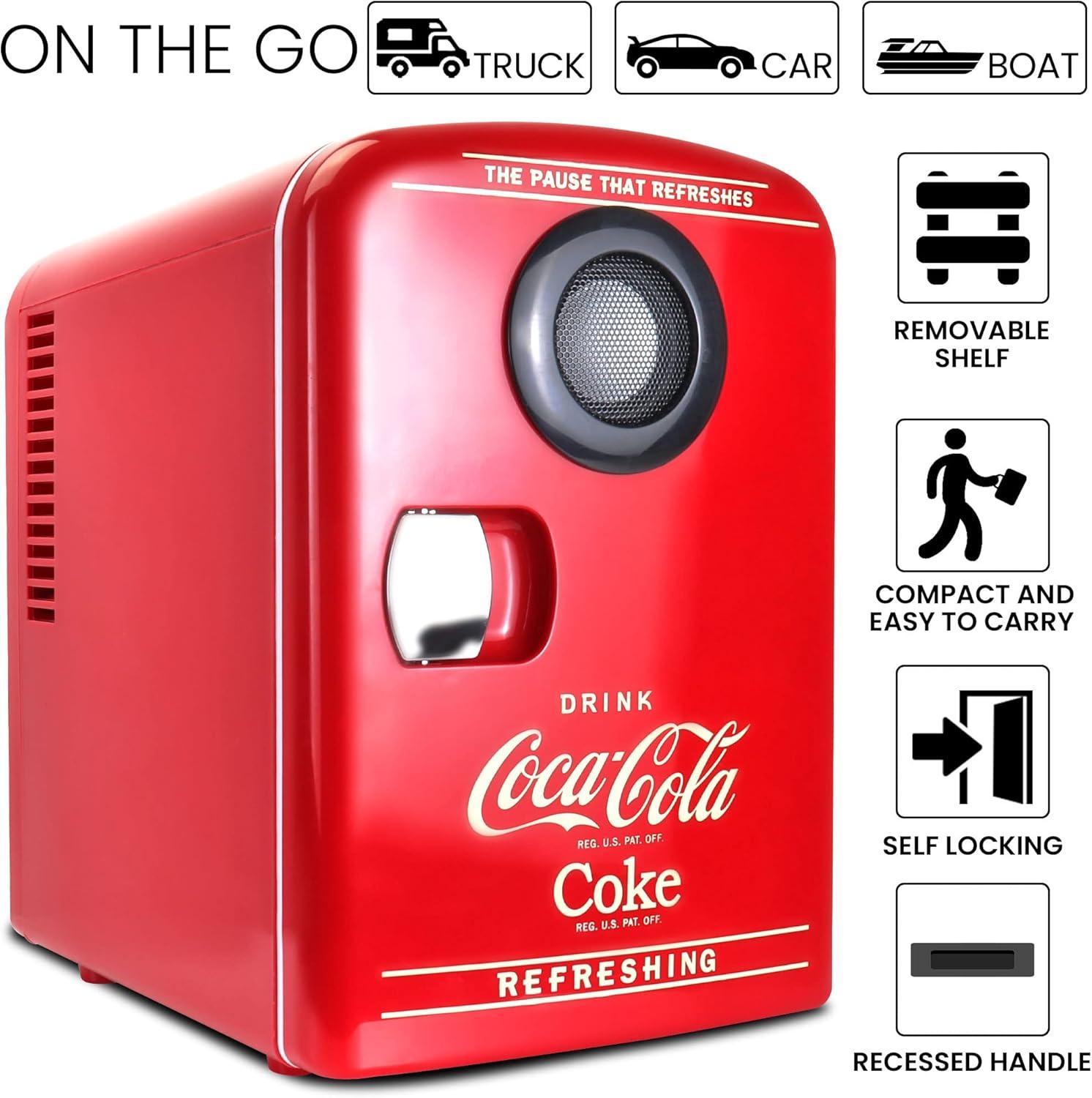 image:imageKoolatron Mini Fridge Bluetooth Portable Small Cooler for Bedroom Office Makeup Compact Beverage Chiller for Drink Soda Wine Use In Car Dorm Patio 6 CanFridge