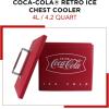 Coca-Cola Retro Electic Ice Chest Cooler – Portable Ice Bucket Includes 12V & AC Cords, Vintage Style, Insulated for Personal Travel Camping, Picnic, Home Office, 6 Can Ice Box, 4L (4.2 qt)