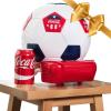 Coca-Cola Soccer Ball Mini Fridge, 5 Can Beverage Cooler with Hidden Opening, White Red Black, Unique Accessory for Den, Games Room, Man-Cave, Dorm, Sports Fans, Students