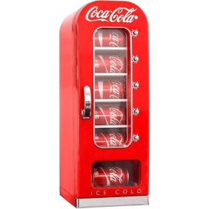 Coca-Cola AC/DC Retro Vending Electric Cooler with 10 Can Capacity – Beverage Vending Machine with Thermoelectric Cooling and Tall Window Display