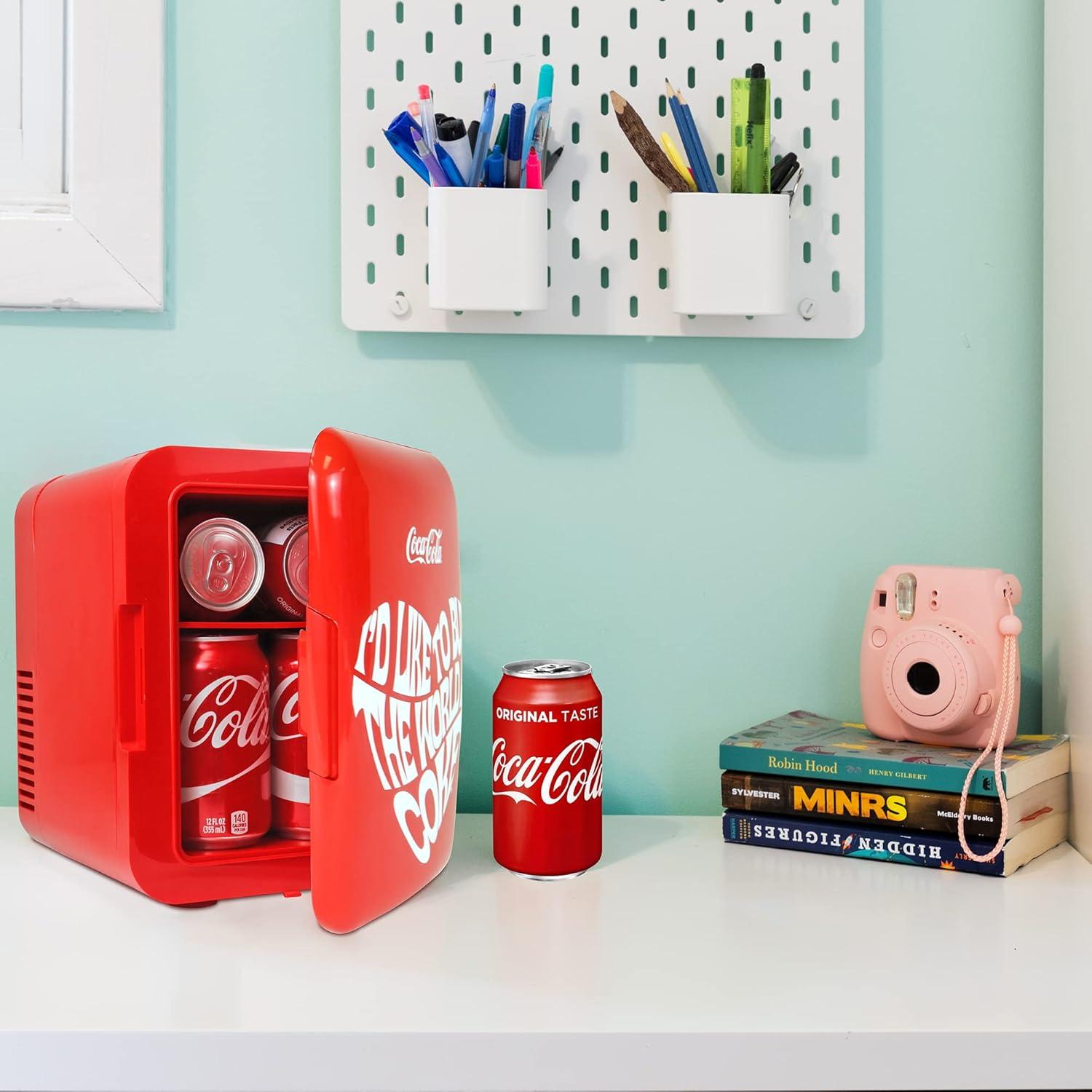 image:imageCoca Cola World 1971 Series Portable 6 Can Thermoelectric Mini Fridge CoolerWarmer 4 L42 Quarts Capacity 12V DC240V AC for Home Dorm car Boat Beverages Snacks Skincare Cosmetics