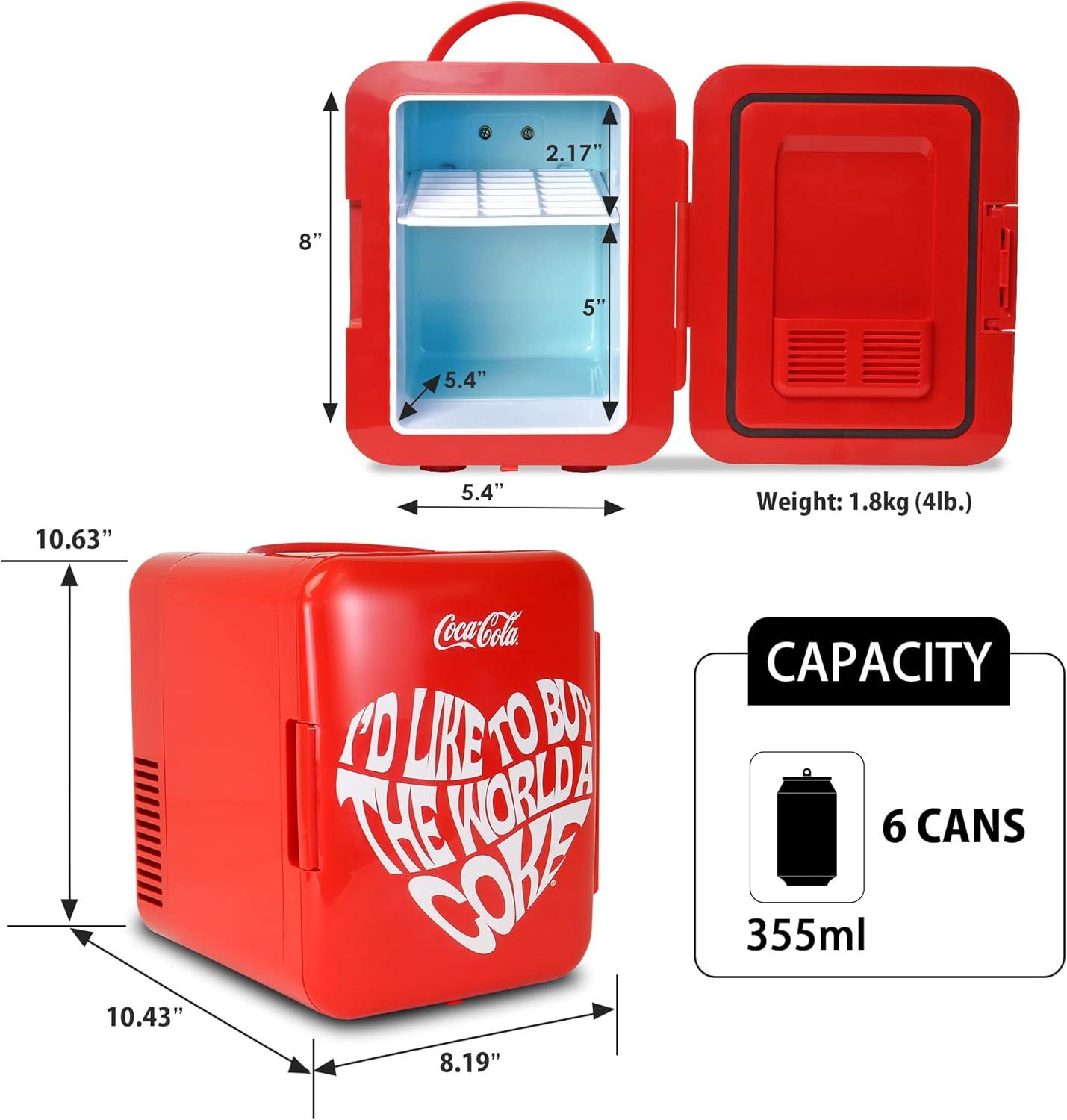 image:imageCoca Cola World 1971 Series Portable 6 Can Thermoelectric Mini Fridge CoolerWarmer 4 L42 Quarts Capacity 12V DC240V AC for Home Dorm car Boat Beverages Snacks Skincare Cosmetics