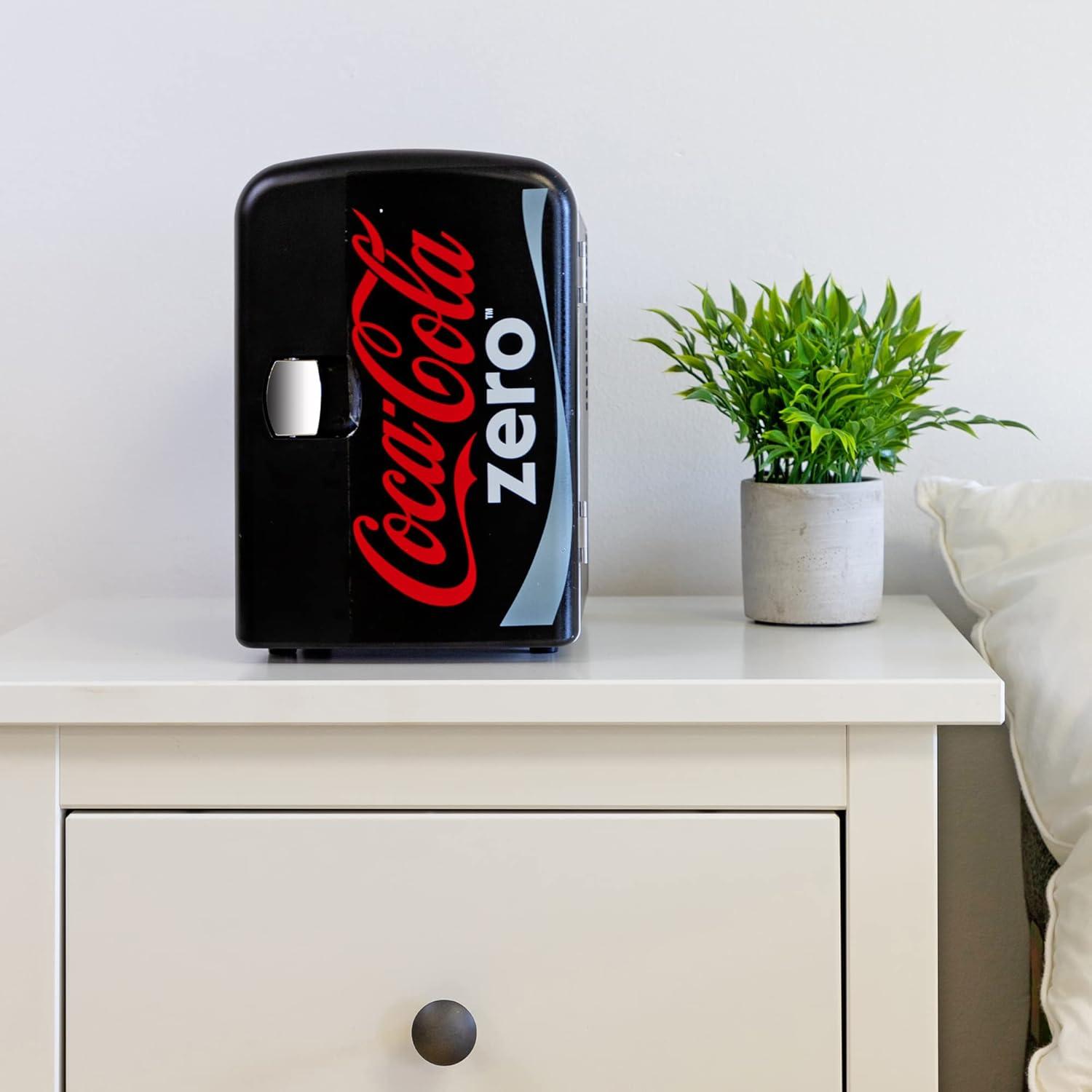 image:imageCoke Zero Mini Fridge 6 Can Refrigerator for Bedroom Office Portable Table Top Beverage Cooler 12V 110V Refrigerador For Drinks Soda Wine Use In Car Dorm Outdoor Patio