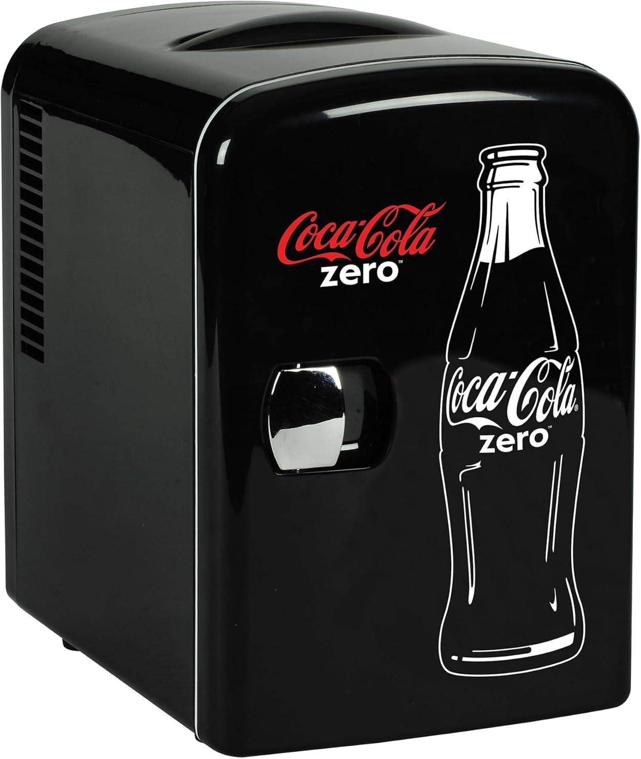 image:imageCoke Zero Mini Fridge 6 Can Refrigerator for Bedroom Office Portable Table Top Beverage Cooler 12V 110V Refrigerador For Drinks Soda Wine Use In Car Dorm Outdoor Patio
