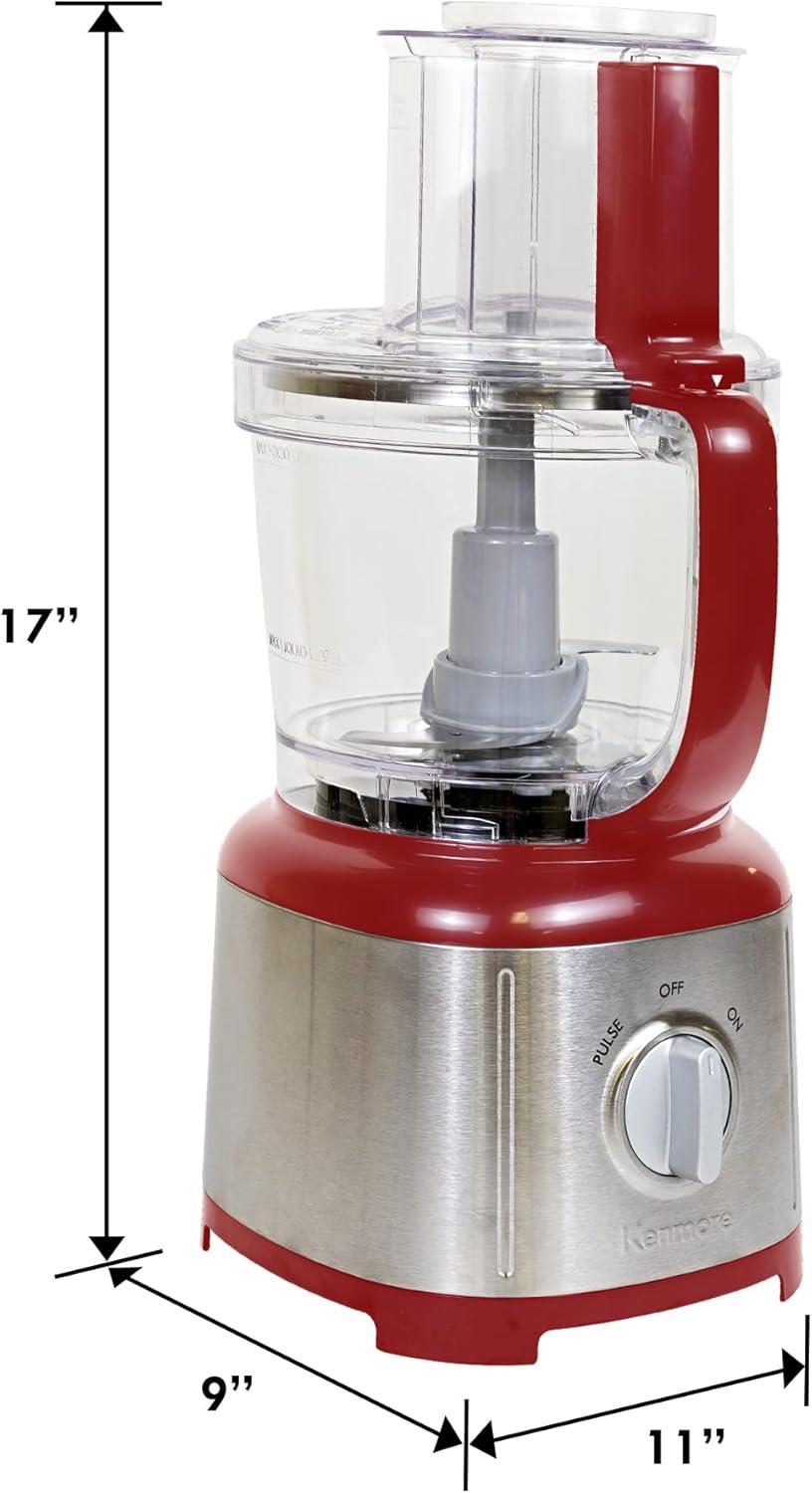 image:imageKenmore 11Cup Food Processor and Vegetable Chopper with Reversible SlicingShredding Disc Chop Slice Shred Mince Grate Puree Stainless Steel 500W Red and SilverRed