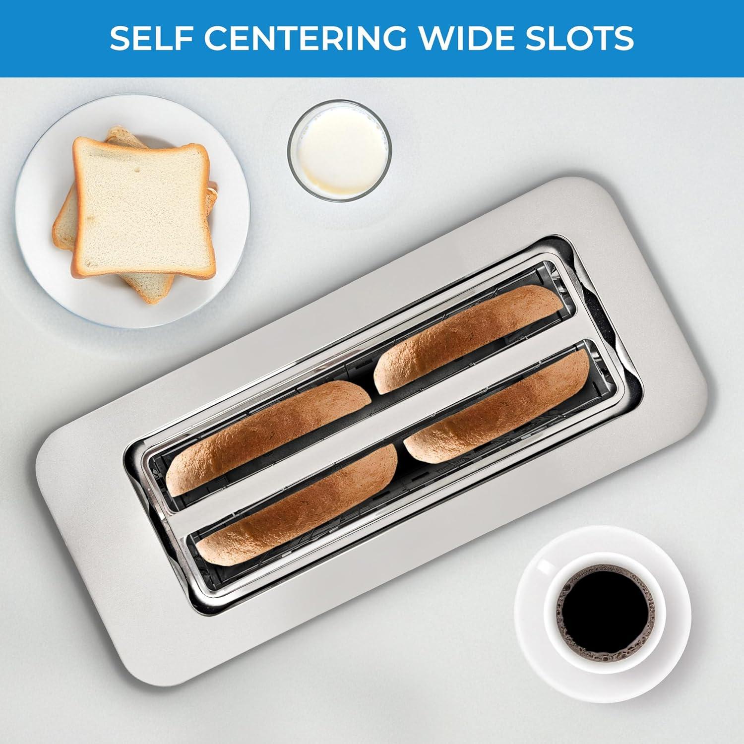 image:imageKenmore 4Slice Toaster with Dual Controls Matte Black and gray Wide Slots SelfAdjusting Bread Guides Adjustable Browning 6 Shade Settings Toast Bagels Waffles English Muffins4 Slice