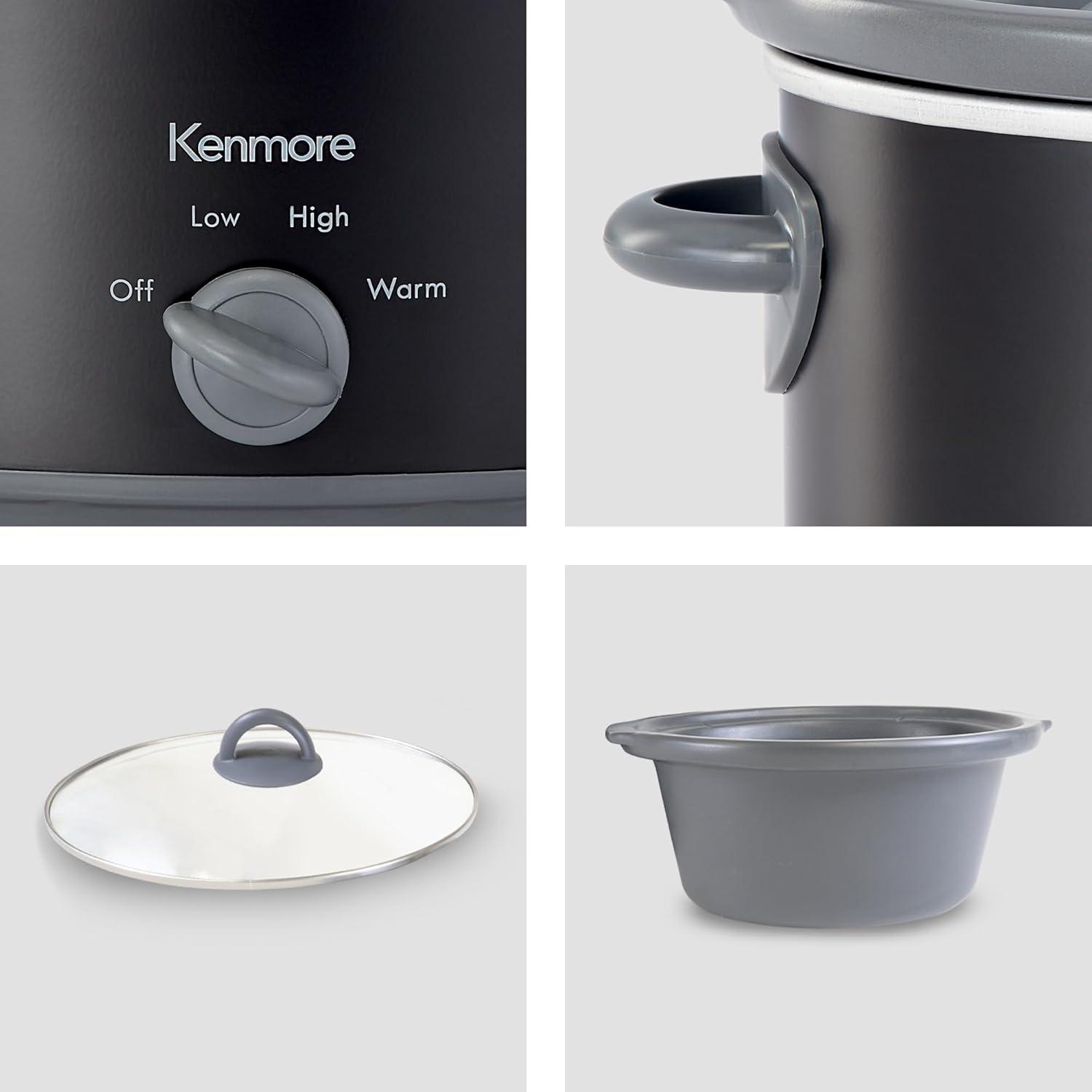 image:imageKenmore 5 Quart Slow Cooker Crock pot with Programmable SettingsDigital Controls Large Capacity for Family Meals DishwasherSafe Stoneware Warm Rice amp Sous Vide StewBlack and Gray 5QT