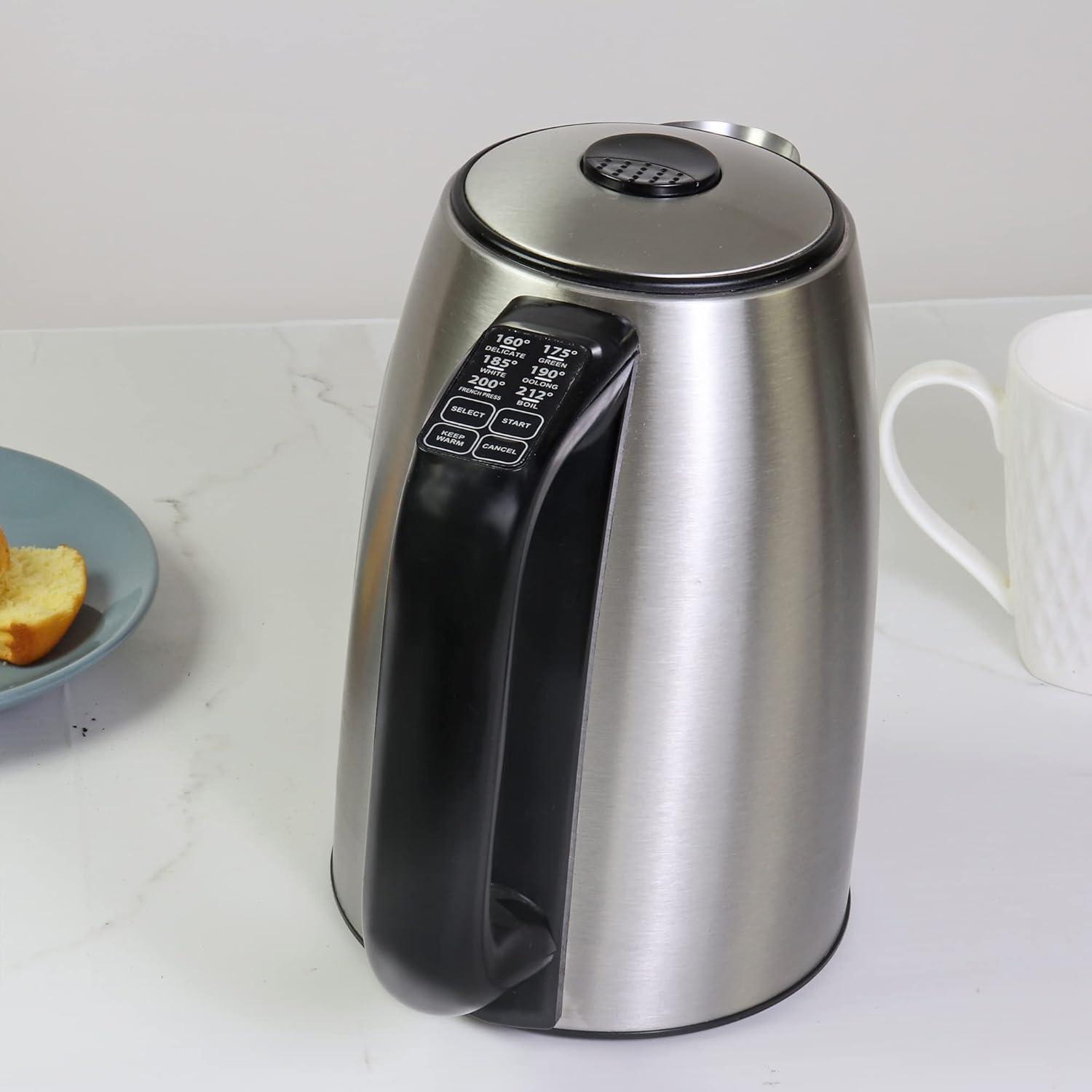 image:imageKenmore Electric Kettle Cordless Digital Calentador De Agua Stainless Steel Instant Tea Pot Preset Temperature Control Automatic ShutOff Rapid Boil Hot Water Boiling Heater 17 Liter SilverSilver