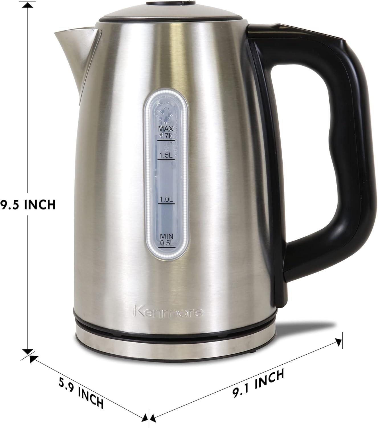 image:imageKenmore Electric Kettle Cordless Digital Calentador De Agua Stainless Steel Instant Tea Pot Preset Temperature Control Automatic ShutOff Rapid Boil Hot Water Boiling Heater 17 Liter SilverSilver