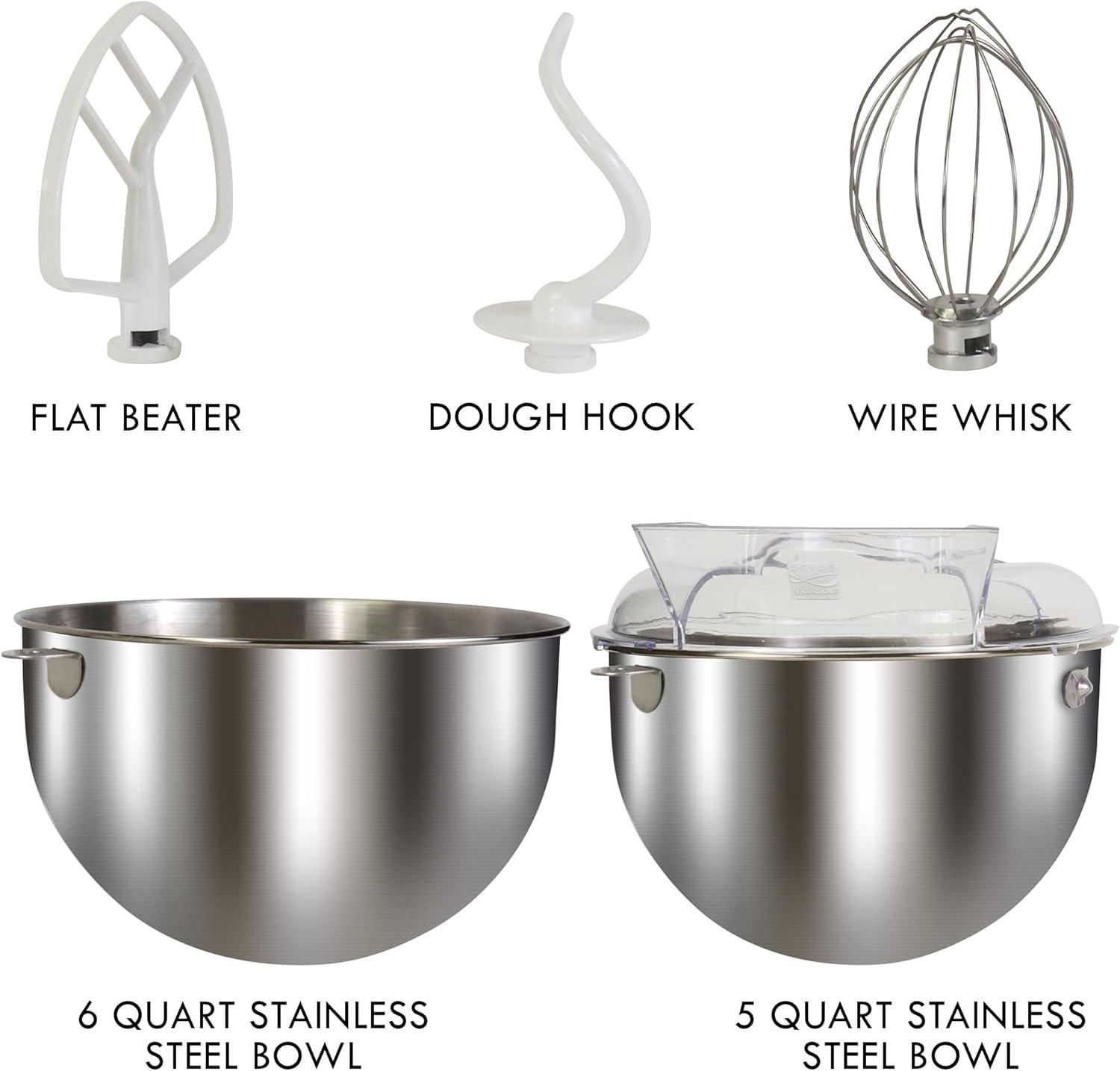 image:imageKenmore Elite 600W Bowl Lift Stand Mixer Digital 10 Speed Mixing Electric Countertop Heavy Duty Kitchen Appliance 5 amp 6 Qt Stainless Steel Bowls With Flat Beater Whisk Dough Hook Attachments