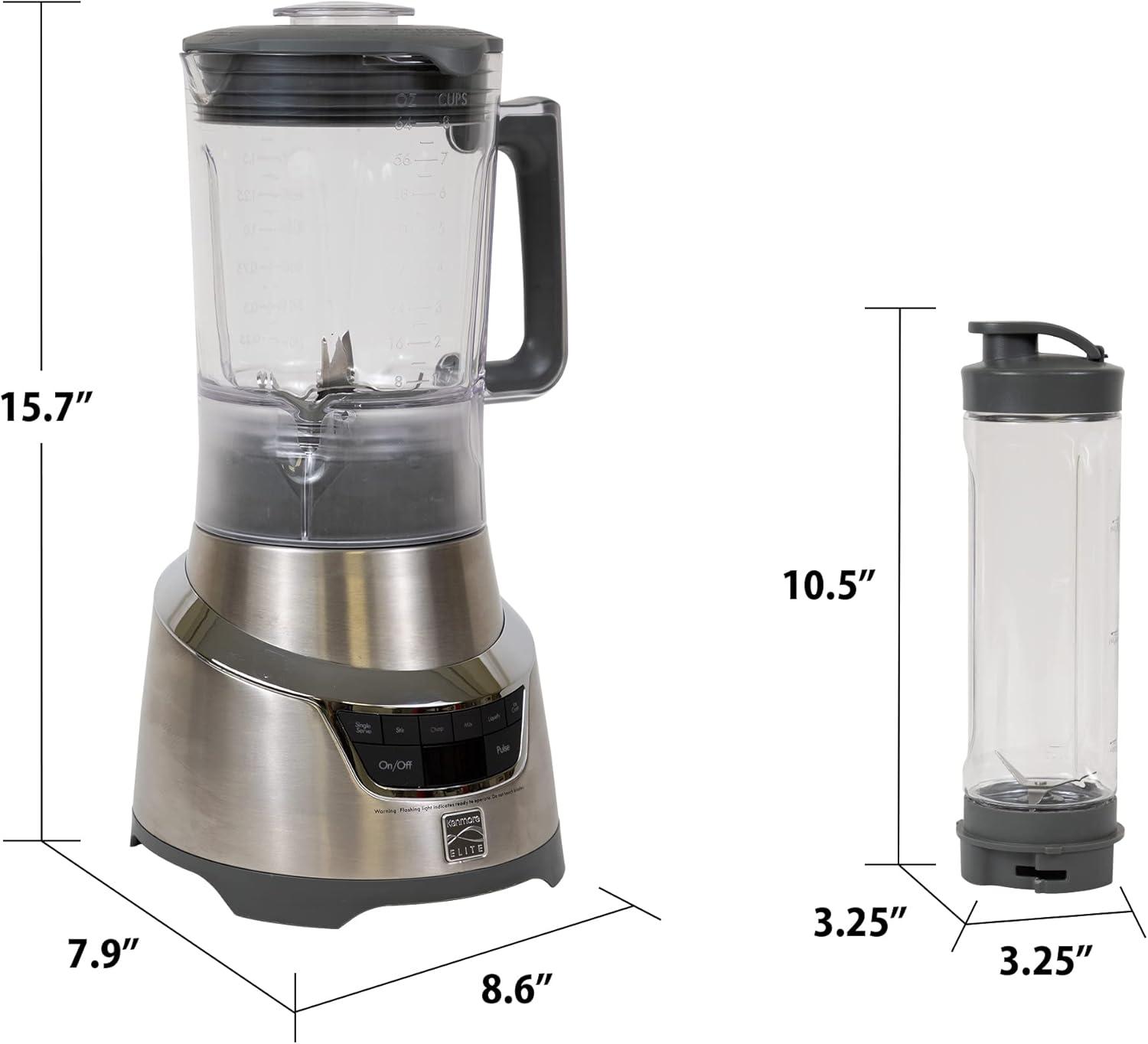 image:imageKenmore Elite Countertop Blender Electric Mixer for Smoothies Ice Crush amp Pulse Function Heavy Duty Glass Pitcher Kitchen Appliance DishwasherSafe JarGrey