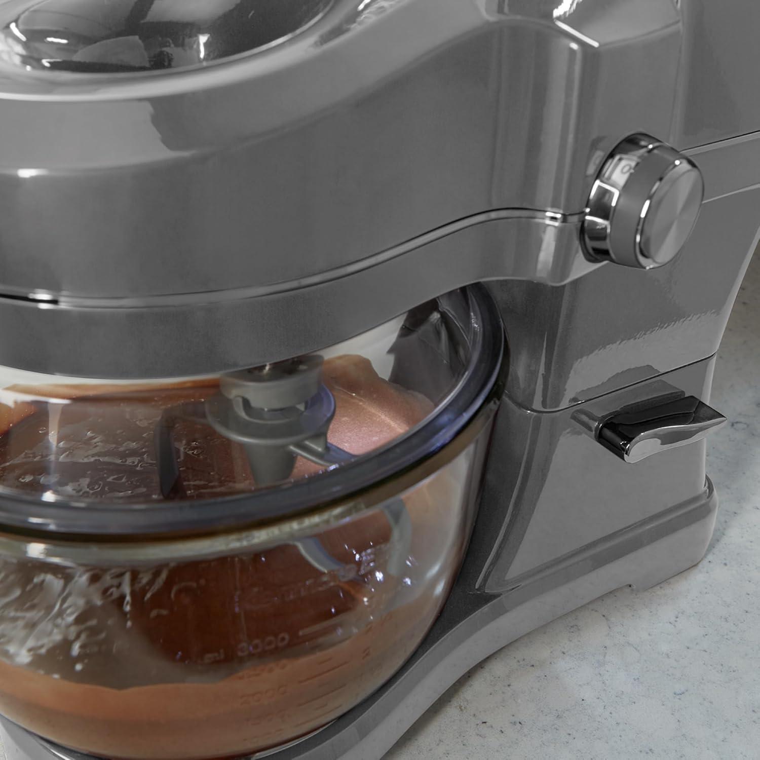 image:imageKenmore Elite Ovation 5 Qt Stand Mixer 500 Watts with Revolutionary PourIn Top Tilt Head Flat Beater Whisk Dough Hook 360degree Splash Guard Glass Bowl LED Light Metallic Grey