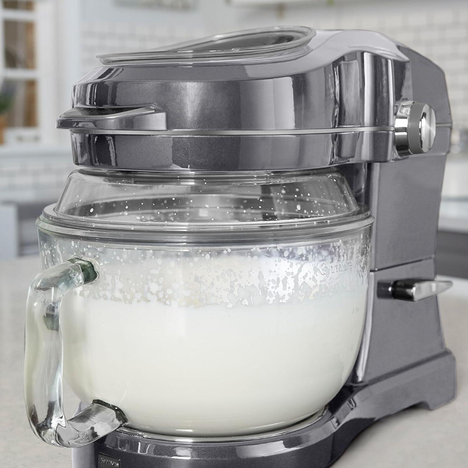 image:imageKenmore Elite Ovation 5 Qt Stand Mixer 500 Watts with Revolutionary PourIn Top Tilt Head Flat Beater Whisk Dough Hook 360degree Splash Guard Glass Bowl LED Light Metallic Grey