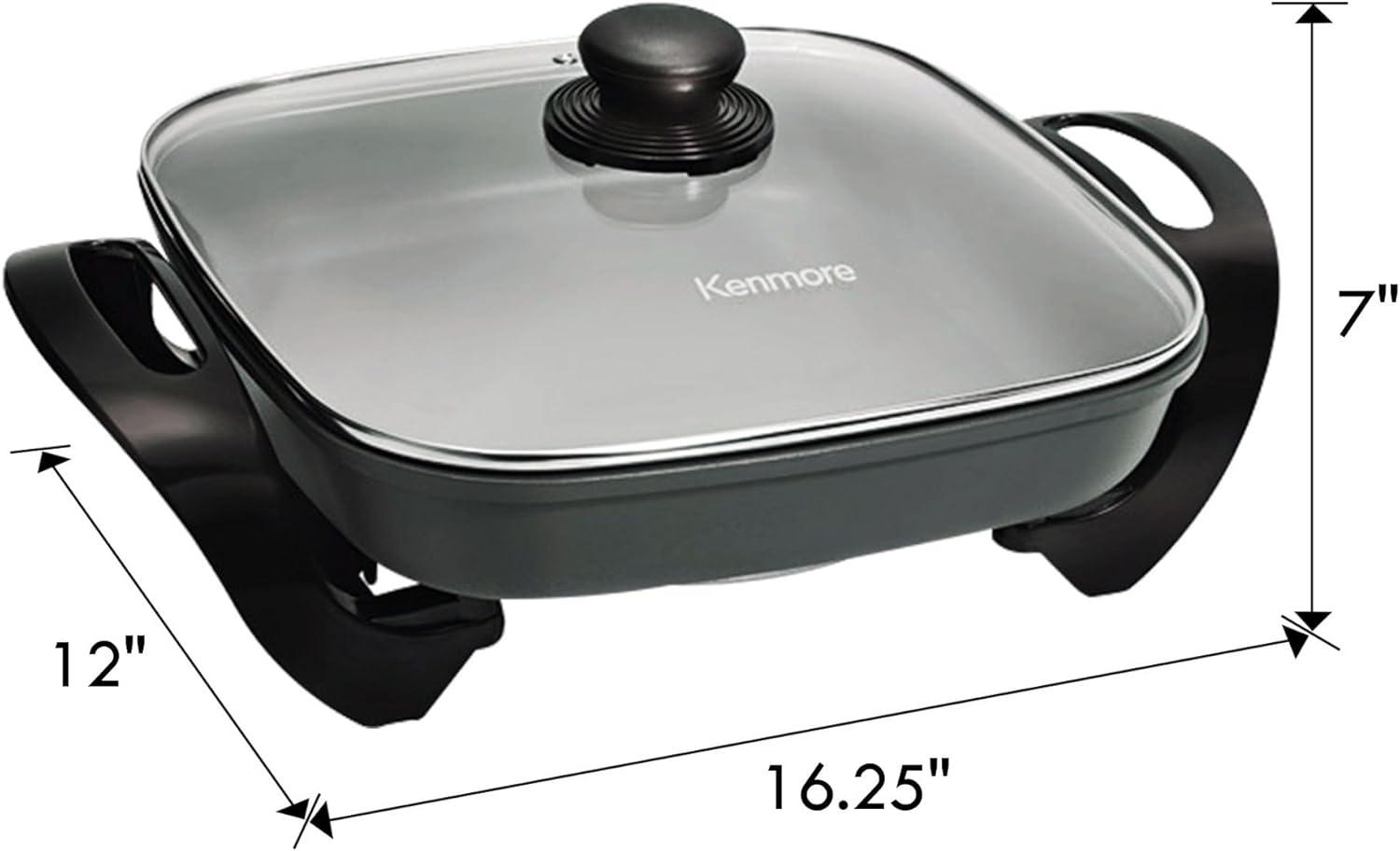 image:imageKenmore NonStick Electric Griddle with Removable Drip Tray Black 10 x 18 Cooking Surface Compact Countertop Cooking Grill Saute Fry