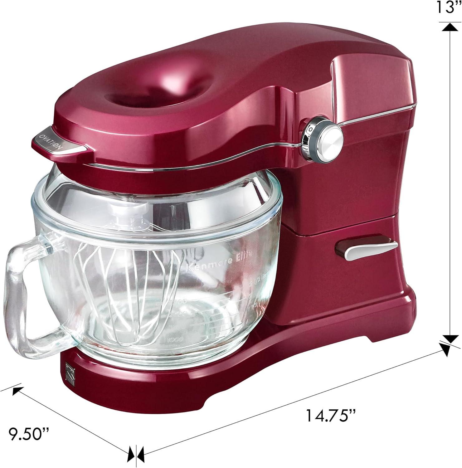 image:imageKenmore Ovation 500W Electric Stand Mixer 10Speed TiltHead Household Kitchen Batidora with 5QT Glass Bowl Splash Guard Flat Beater Dough Hook amp Whisk Professional Stand Mixer RedRed