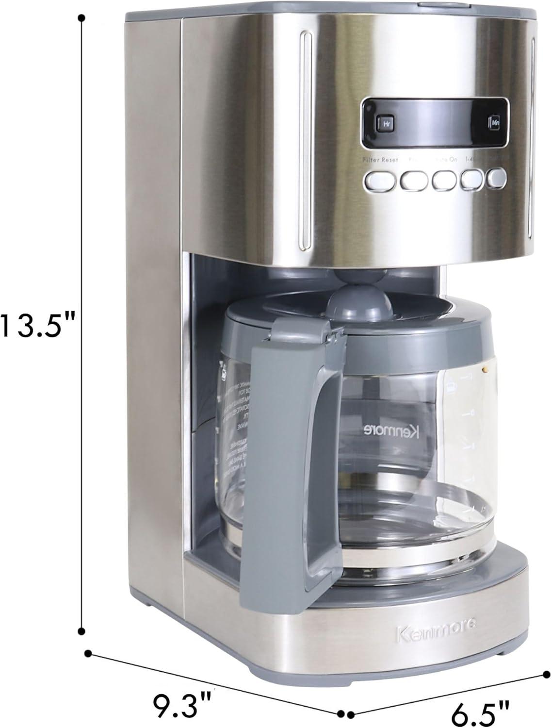 image:imageKenmore drip Coffee Maker 12 Cup programmable cafe machine with glass pot regular amp bold brew auto shut off large water reservoir reusable filter kitchen appliances for cafeteria barista WhiteKKCM12SAZ