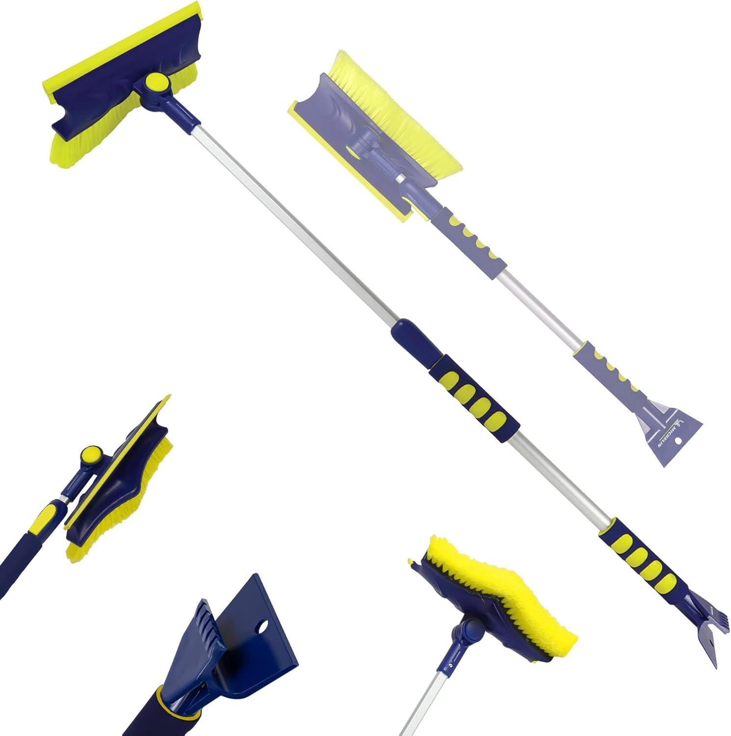 image:imageKoolatron Michelin Snow Brush for Car Windshield Pack of 2 Ice Scraper with Extendable 3449 with Foam Grip Pivoting Head amp ScratchFree Bristles HeavyDuty Winter Car Accessory