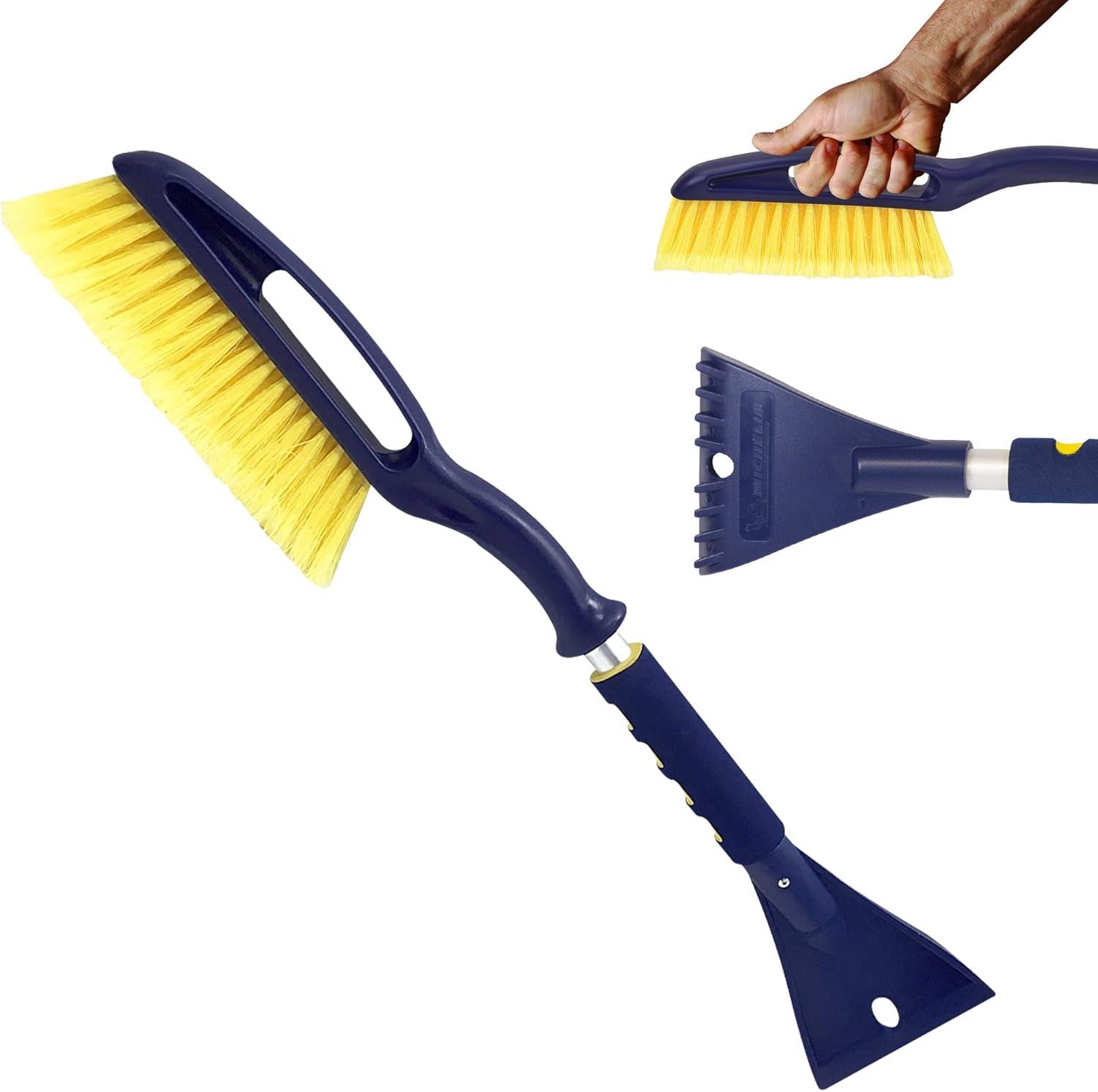 image:imageMichelin Snow Brush for Car Windshield Pack of 2 25 Heavy Duty Snow Remover with Ice Scraper Ergonomic Foam Grip Power Scraping Handle Lightweight Aluminum Shaft for Car SUV Truck Van25