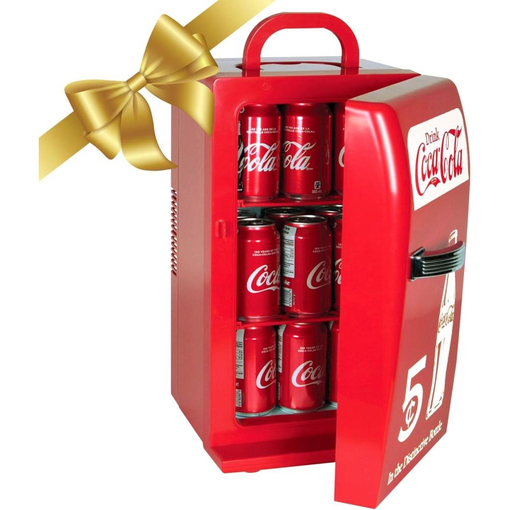 image:imageCoca Cola Mini Fridge  18 Can Refrigerator for Bedroom Office Portable Table Top Beverage Cooler 12V 110V Refrigerador For Drink Soda Wine Use In Car Dorm Outdoor Patio