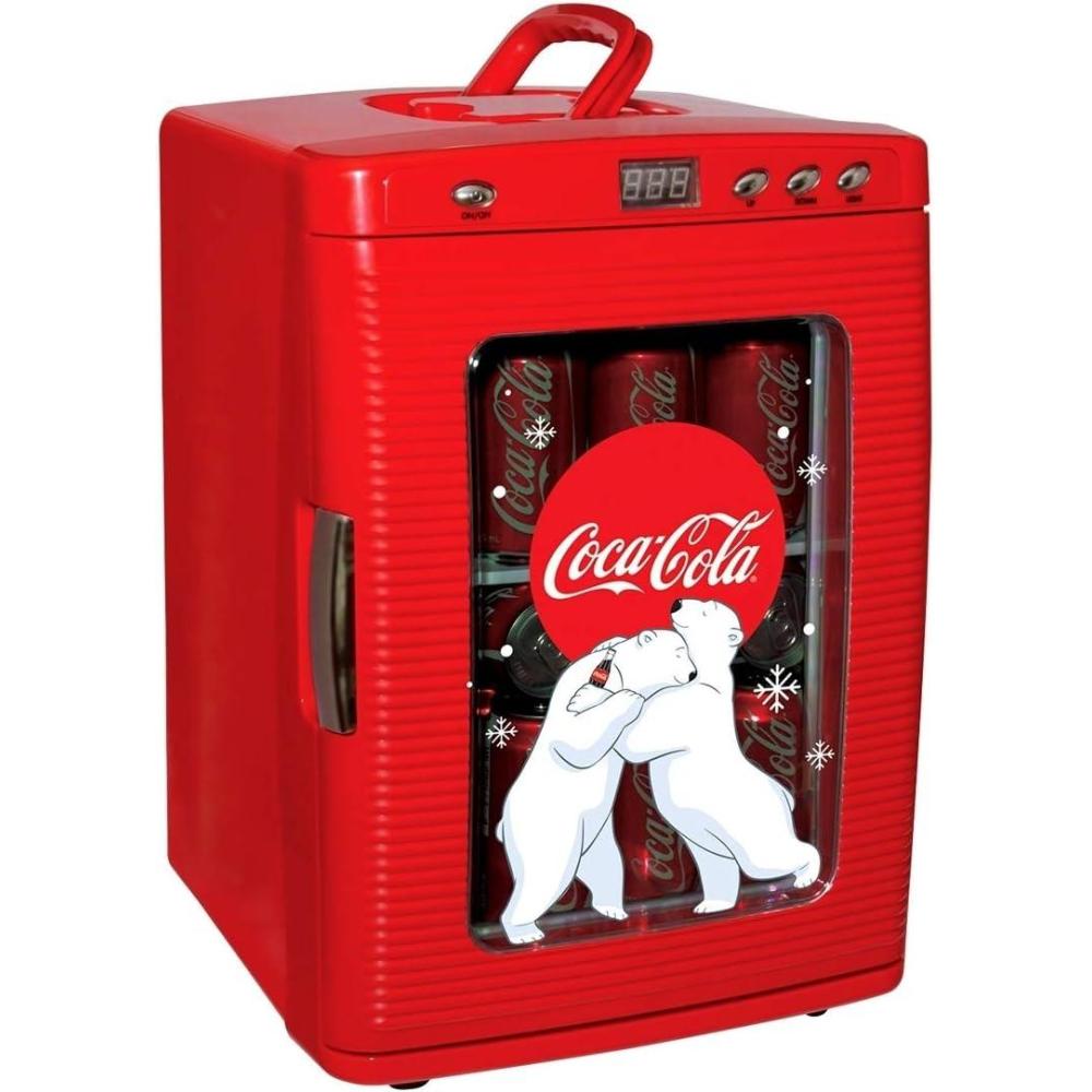 image:imageCoca Cola Mini Fridge Refrigerator for Bedroom Office Portable Table Top Beverage Cooler 12V 110V Refrigerador For Drinks Soda Wines Use In Car Outdoor Patio 28 Can