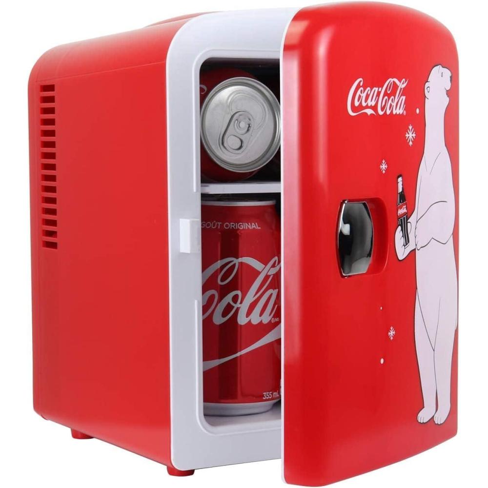 image:imageCoca Cola Polar Bear Mini Fridge Compact and Cute Refrigerator for Bedroom Office Dorm Travel Skincare Snacks and Drinks Small Portable Fridge with Adorable Polar Bear Design Perfect for Any Space