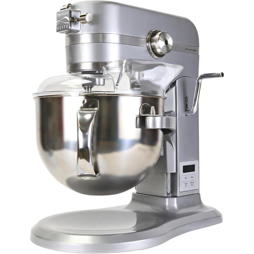image:imageKenmore Elite 600W Bowl Lift Stand Mixer Digital 10 Speed Mixing Electric Countertop Heavy Duty Kitchen Appliance 5 amp 6 Qt Stainless Steel Bowls With Flat Beater Whisk Dough Hook Attachments