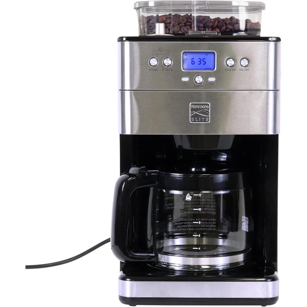 image:imageKenmore Elite Grind and Brew Coffee Maker w Burr Grinder 12 Cup Programmable Automatic Timer Brew Coffee Machine AirTight Bean Hopper Grind Size and Brew Strength Selectors Stainless Steel