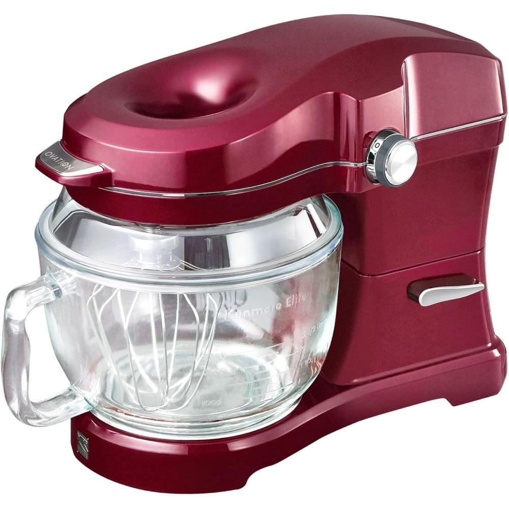 image:imageKenmore Ovation 500W Electric Stand Mixer 10Speed TiltHead Household Kitchen Batidora with 5QT Glass Bowl Splash Guard Flat Beater Dough Hook amp Whisk Professional Stand Mixer RedRed