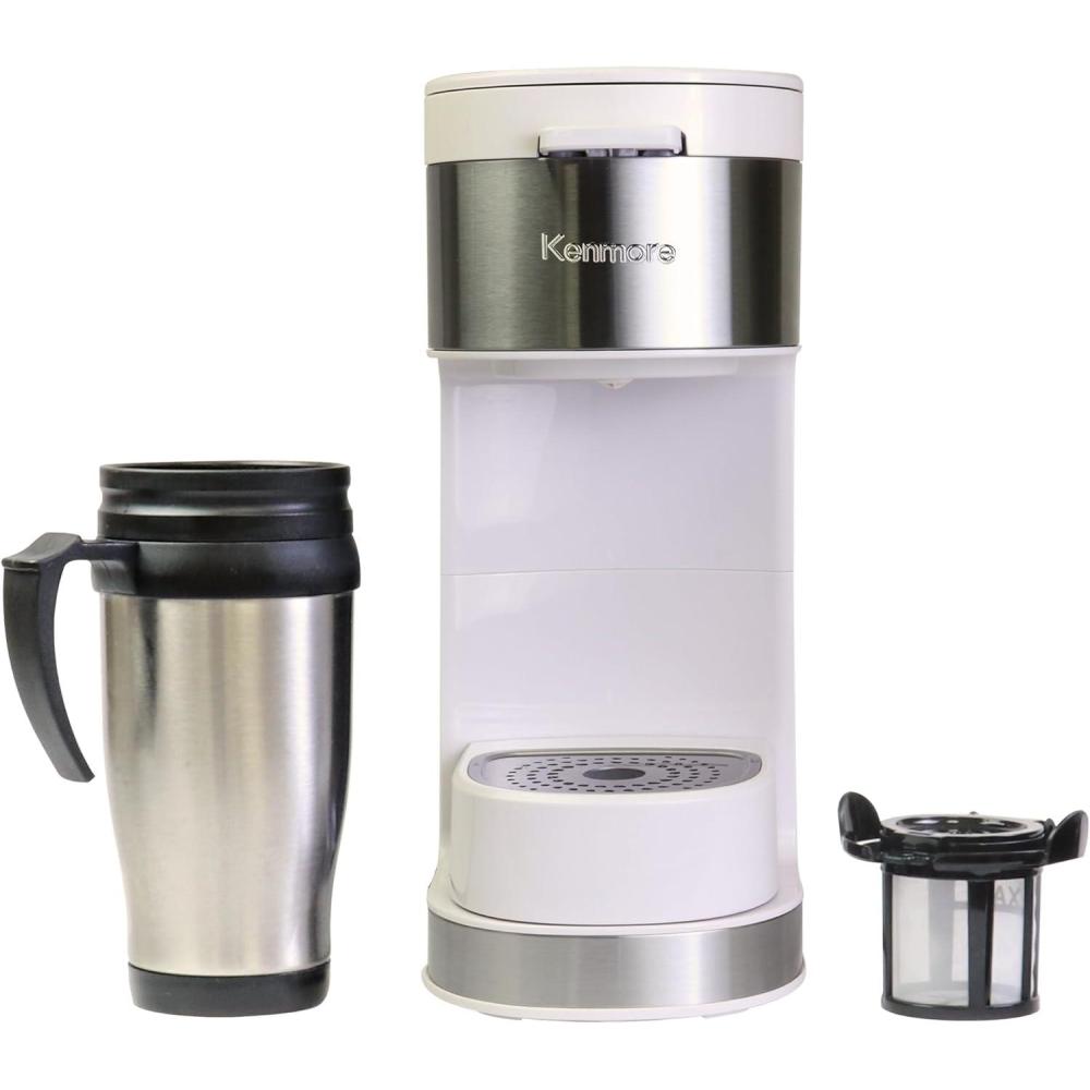 image:imageKenmore drip Coffee Maker 12 Cup programmable cafe machine with glass pot regular amp bold brew auto shut off large water reservoir reusable filter kitchen appliances for cafeteria barista WhiteKKCMKCMW