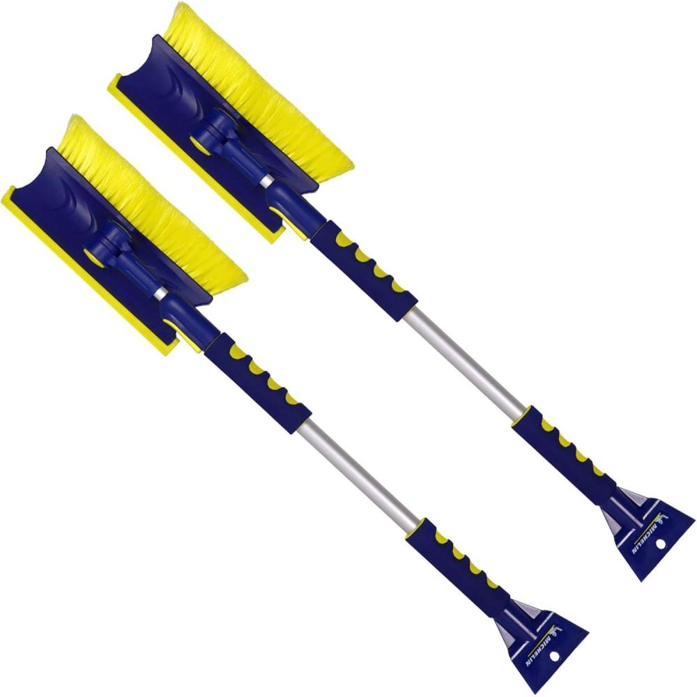 image:imageKoolatron Michelin Snow Brush for Car Windshield Pack of 2 Ice Scraper with Extendable 3449 with Foam Grip Pivoting Head amp ScratchFree Bristles HeavyDuty Winter Car Accessory