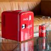 Coca Cola Mini Fridge for Bedroom Skincare Cosmatic Office 4L Small Refrigerator 6 Can Mini Dorm Fridge Portable Cooler 12V DC 110V AC Personal Travel Snacks Drinks Red