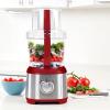Kenmore 11-Cup Food Processor and Vegetable Chopper with Reversible Slicing/Shredding Disc, Chop, Slice, Shred, Mince, Grate, Puree, Stainless Steel, 500W, Red and Silver(Red)