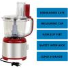 Kenmore 11-Cup Food Processor and Vegetable Chopper with Reversible Slicing/Shredding Disc, Chop, Slice, Shred, Mince, Grate, Puree, Stainless Steel, 500W, Red and Silver(Red)