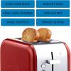 Kenmore 2-Slice Toaster, Black Stainless Steel, Extra Wide Slots, Bagel and Defrost Functions, 9 Browning Levels, Removable Crumb Tray, for Bread, Toast, English Muffin, Toaster Strudel(Red)