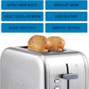 Kenmore 2-Slice Toaster, Black Stainless Steel, Extra Wide Slots, Bagel and Defrost Functions, 9 Browning Levels, Removable Crumb Tray, for Bread, Toast, English Muffin, Toaster Strudel(Stainless Steel)
