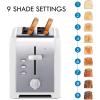 Kenmore 2-Slice Toaster, Black Stainless Steel, Extra Wide Slots, Bagel and Defrost Functions, 9 Browning Levels, Removable Crumb Tray, for Bread, Toast, English Muffin, Toaster Strudel(White)
