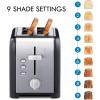 Kenmore 2-Slice Toaster, Black Stainless Steel, Extra Wide Slots, Bagel and Defrost Functions, 9 Browning Levels, Removable Crumb Tray, for Bread, Toast, English Muffin, Toaster Strudel(Black)