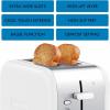 Kenmore 2-Slice Toaster, Black Stainless Steel, Extra Wide Slots, Bagel and Defrost Functions, 9 Browning Levels, Removable Crumb Tray, for Bread, Toast, English Muffin, Toaster Strudel(White)