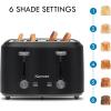 Kenmore 4-Slice Toaster with Dual Controls, Matte Black and gray, Wide Slots, Self-Adjusting Bread Guides, Adjustable Browning, 6 Shade Settings, Toast, Bagels, Waffles, English Muffins(Small)