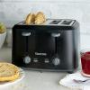 Kenmore 4-Slice Toaster with Dual Controls, Matte Black and gray, Wide Slots, Self-Adjusting Bread Guides, Adjustable Browning, 6 Shade Settings, Toast, Bagels, Waffles, English Muffins(Small)