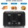 Kenmore 4-Slice Toaster with Dual Controls, Matte Black and gray, Wide Slots, Self-Adjusting Bread Guides, Adjustable Browning, 6 Shade Settings, Toast, Bagels, Waffles, English Muffins(Small)