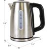 Kenmore Electric Kettle – 1.7 Liter Cordless Digital Calentador De Agua, Stainless Steel Instant Tea Pot, Preset Temperature Control, Automatic Shut-Off, Rapid Boil, Hot Water Boiling Heater, Silver