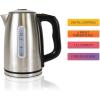Kenmore Electric Kettle – Cordless Digital Calentador De Agua, Stainless Steel Instant Tea Pot, Preset Temperature Control, Automatic Shut-Off, Rapid Boil, Hot Water Boiling Heater, 1.7 Liter Silver(Silver)