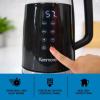 Kenmore Electric Kettle – Cordless Digital Calentador De Agua, Stainless Steel Instant Tea Pot, Preset Temperature Control, Automatic Shut-Off, Rapid Boil, Hot Water Boiling Heater, 1.7 Liter Silver(Black)