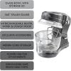Kenmore Elite Ovation 5 Qt Stand Mixer, 500 Watts, with Revolutionary Pour-In Top, Tilt Head, Flat Beater, Whisk, Dough Hook, 360-degree Splash Guard, Glass Bowl, LED Light, Metallic Grey